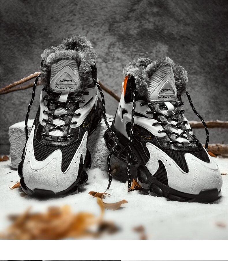 Baskets décontractées homme velours nouvelles chaussures de sport chaudes et confortables résistantes au froid d'hiver bottes de neige d'hiver chaussures de randonnée d'extérieur bottes chaudes doublées de fourrure