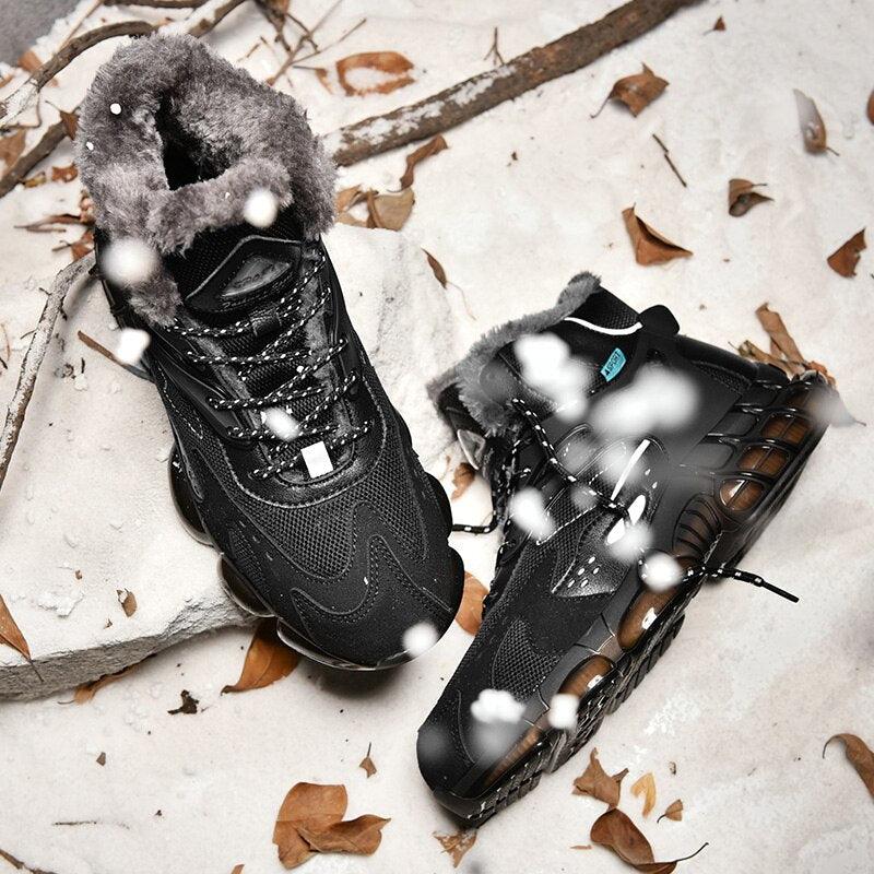 Baskets décontractées homme velours nouvelles chaussures de sport chaudes et confortables résistantes au froid d'hiver bottes de neige d'hiver chaussures de randonnée d'extérieur bottes chaudes doublées de fourrure
