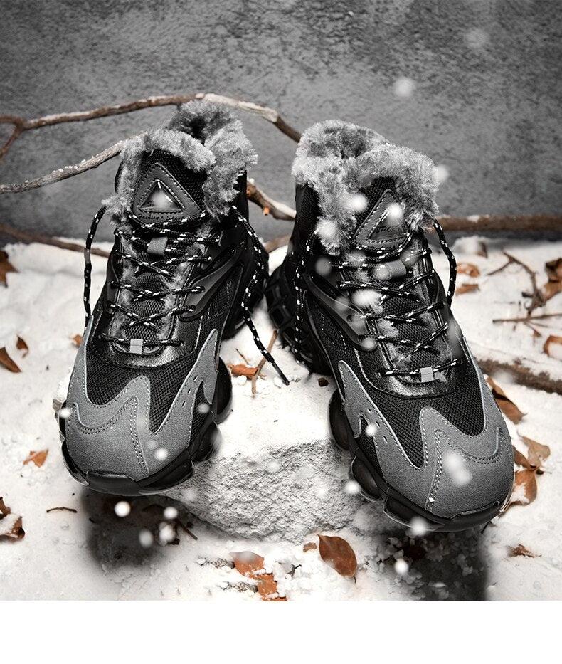 Baskets décontractées homme velours nouvelles chaussures de sport chaudes et confortables résistantes au froid d'hiver bottes de neige d'hiver chaussures de randonnée d'extérieur bottes chaudes doublées de fourrure
