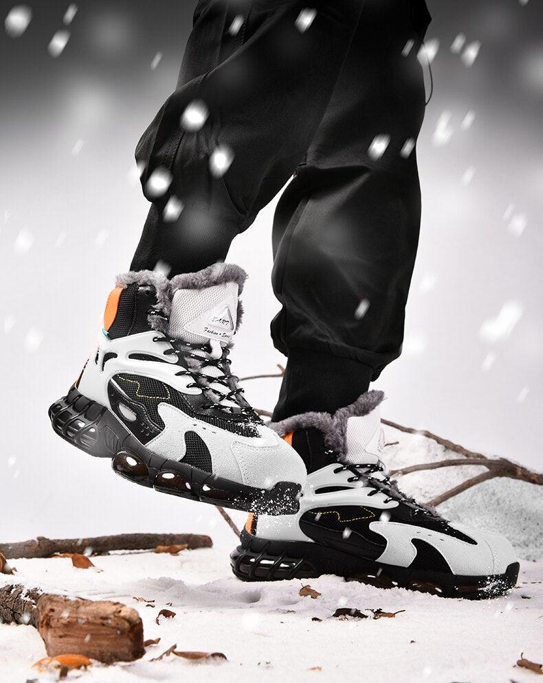 Baskets décontractées homme velours nouvelles chaussures de sport chaudes et confortables résistantes au froid d'hiver bottes de neige d'hiver chaussures de randonnée d'extérieur bottes chaudes doublées de fourrure