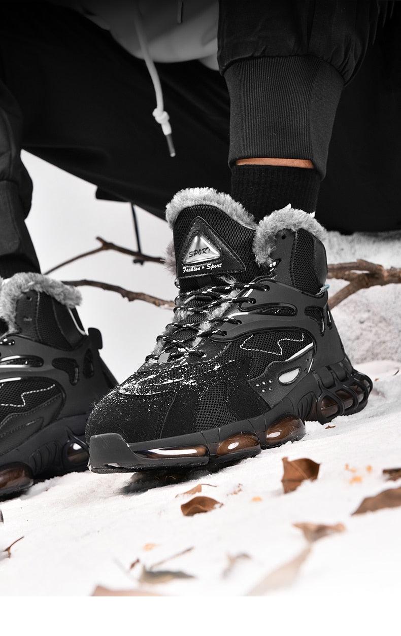Baskets décontractées homme velours nouvelles chaussures de sport chaudes et confortables résistantes au froid d'hiver bottes de neige d'hiver chaussures de randonnée d'extérieur bottes chaudes doublées de fourrure
