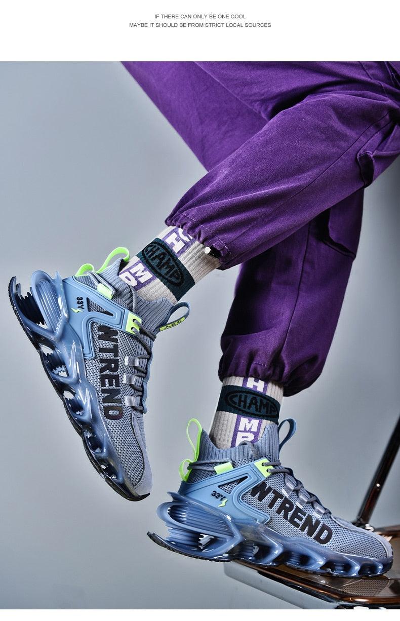 Baskets de Course Réfléchissantes à Lames pour Hommes - Chaussures de Sport Décontractées de Luxe pour la Marche et la Gym - Baskets en Maille Respirante de Haute Qualité pour le Jogging, la Marche et l'Athlétisme