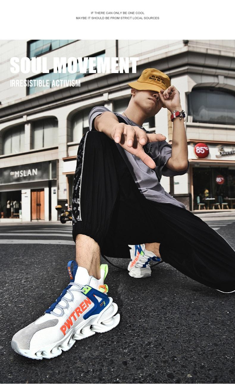 Baskets de Course Réfléchissantes à Lames pour Hommes - Chaussures de Sport Décontractées de Luxe pour la Marche et la Gym - Baskets en Maille Respirante de Haute Qualité pour le Jogging, la Marche et l'Athlétisme