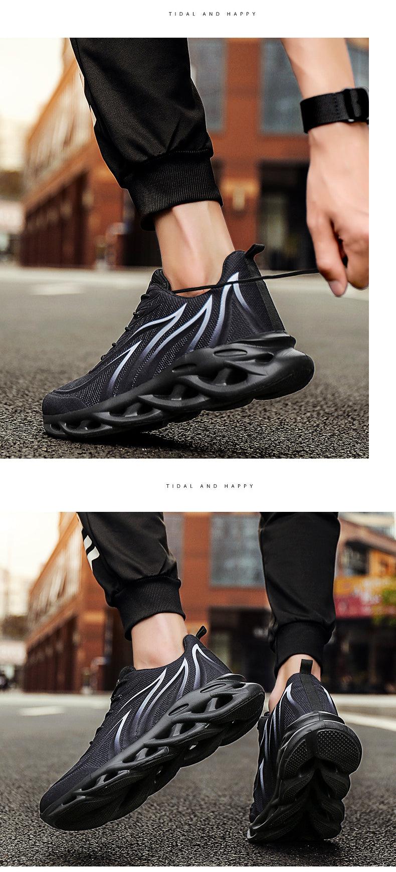 Baskets pour hommes imprimé flammes Chaussures de sport en toile tissée, confortables pour la course en extérieur, chaussures de sport décontractées, baskets de sport de haute qualité au design sportif