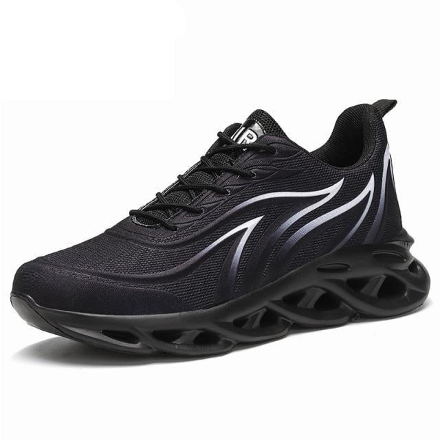 Baskets pour hommes imprimé flammes Chaussures de sport en toile tissée, confortables pour la course en extérieur, chaussures de sport décontractées, baskets de sport de haute qualité au design sportif