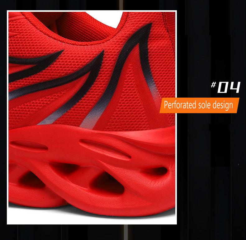 Baskets pour hommes imprimé flammes Chaussures de sport en toile tissée, confortables pour la course en extérieur, chaussures de sport décontractées, baskets de sport de haute qualité au design sportif