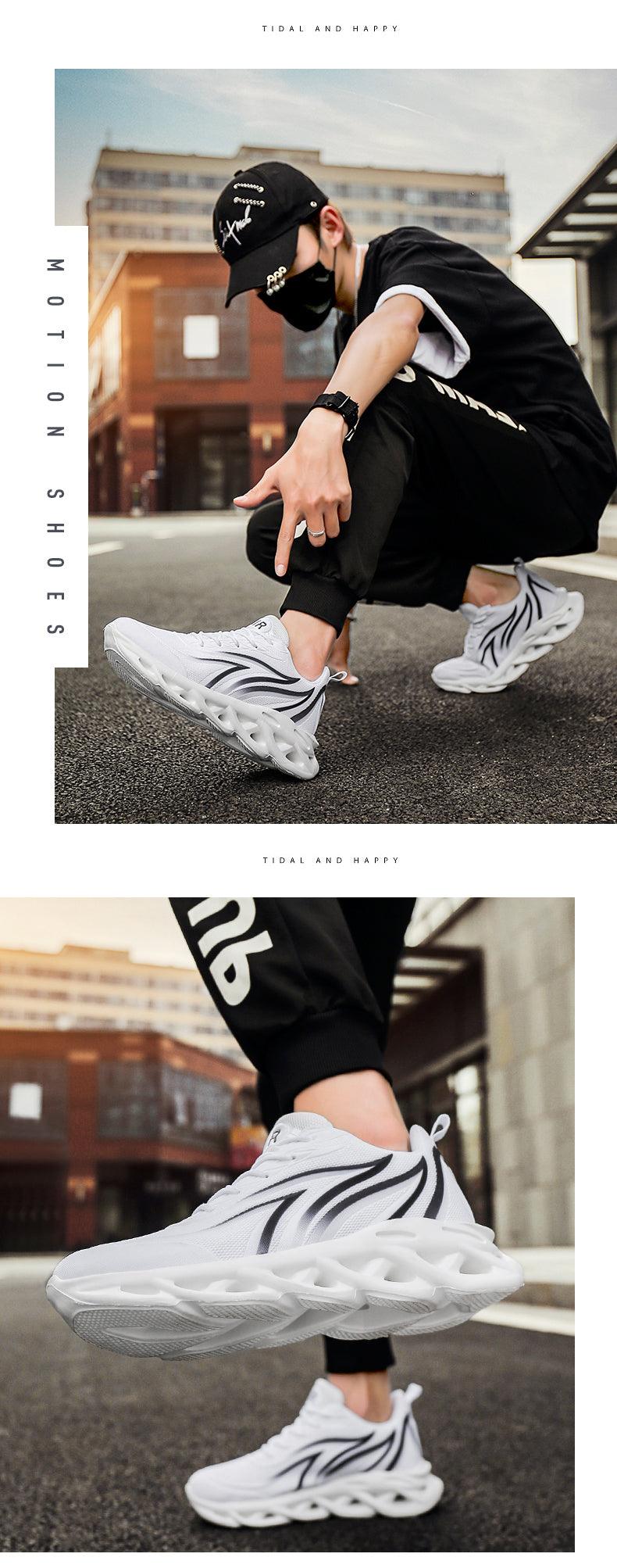 Baskets pour hommes imprimé flammes Chaussures de sport en toile tissée, confortables pour la course en extérieur, chaussures de sport décontractées, baskets de sport de haute qualité au design sportif