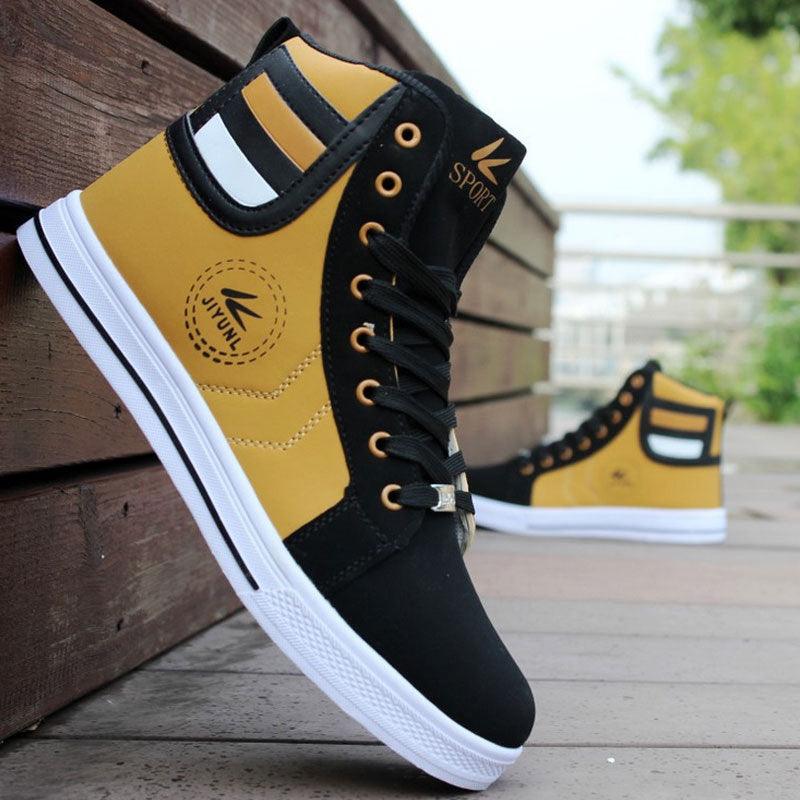 Baskets montantes pour hommes Chaussures de sport urbaines respirantes Style Hip Hop Tendance Baskets décontractées Baskets de marche confortables et respirantes pour hommes