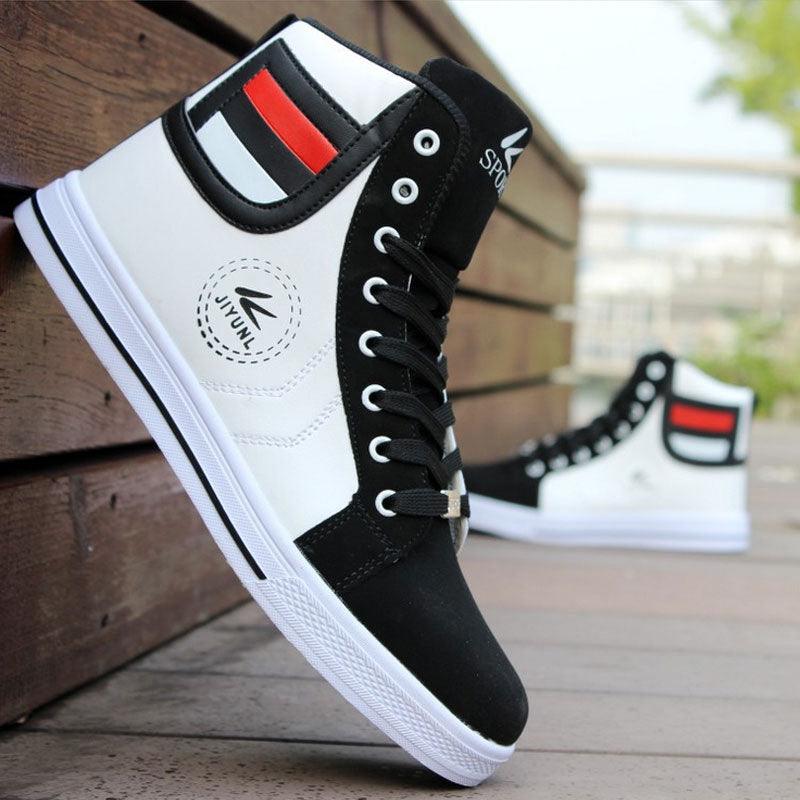 Baskets montantes pour hommes Chaussures de sport urbaines respirantes Style Hip Hop Tendance Baskets décontractées Baskets de marche confortables et respirantes pour hommes
