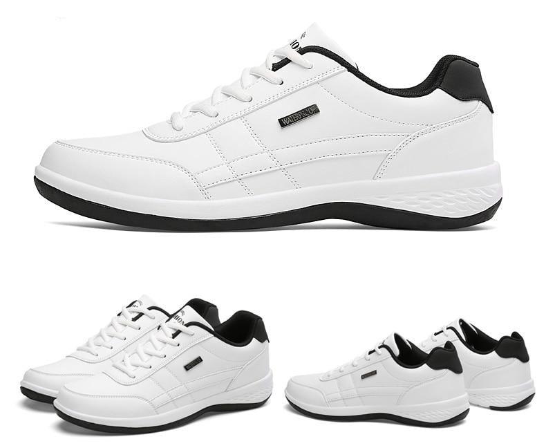 Baskets en cuir pour hommes Baskets décontractées et confortables de luxe Homme Baskets de sport à lacets en cuir artificiel Baskets plates de printemps pour hommes Baskets de sport décontractées pour hommes