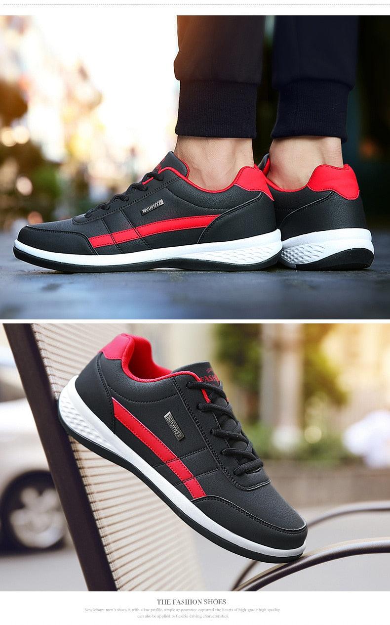 Baskets en cuir pour hommes Baskets décontractées et confortables de luxe Homme Baskets de sport à lacets en cuir artificiel Baskets plates de printemps pour hommes Baskets de sport décontractées pour hommes