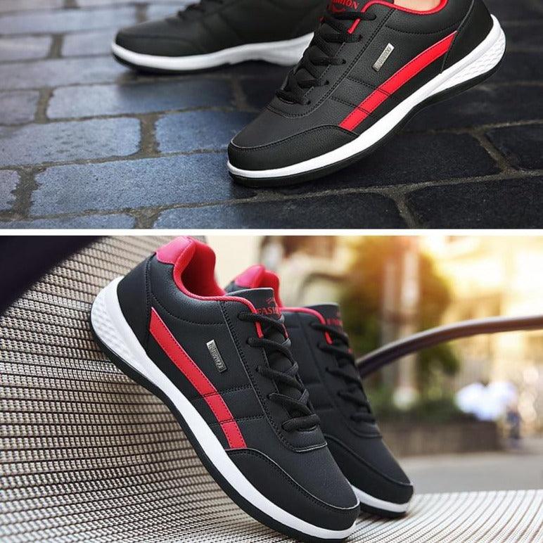 Baskets en cuir pour hommes Baskets décontractées et confortables de luxe Homme Baskets de sport à lacets en cuir artificiel Baskets plates de printemps pour hommes Baskets de sport décontractées pour hommes