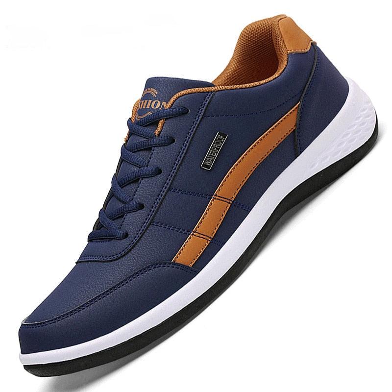 Baskets en cuir pour hommes Baskets décontractées et confortables de luxe Homme Baskets de sport à lacets en cuir artificiel Baskets plates de printemps pour hommes Baskets de sport décontractées pour hommes