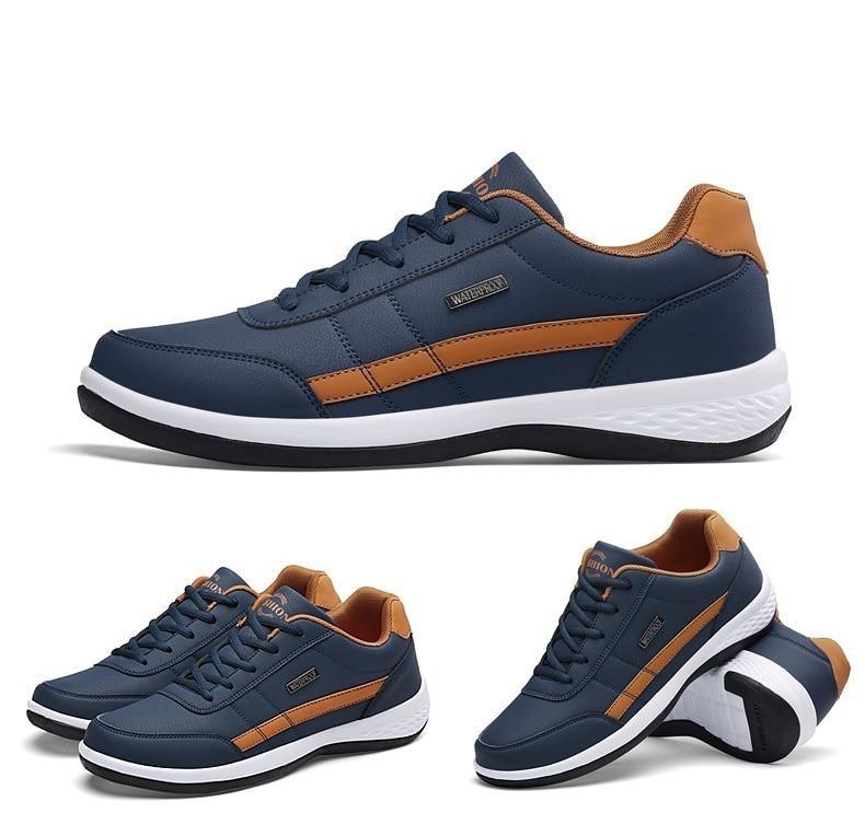 Baskets en cuir pour hommes Baskets décontractées et confortables de luxe Homme Baskets de sport à lacets en cuir artificiel Baskets plates de printemps pour hommes Baskets de sport décontractées pour hommes