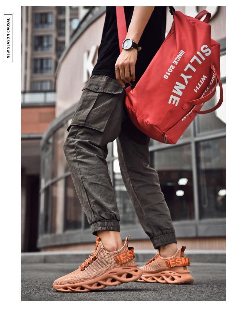 Baskets de luxe pour hommes Automne Chaussures décontractées pour hommes à lacets Respirantes Chaussures de course légères Baskets modernes Baskets tendance noires respirantes