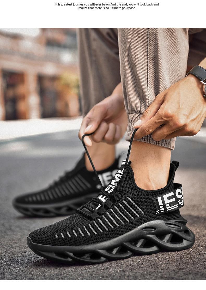 Baskets de luxe pour hommes Automne Chaussures décontractées pour hommes à lacets Respirantes Chaussures de course légères Baskets modernes Baskets tendance noires respirantes