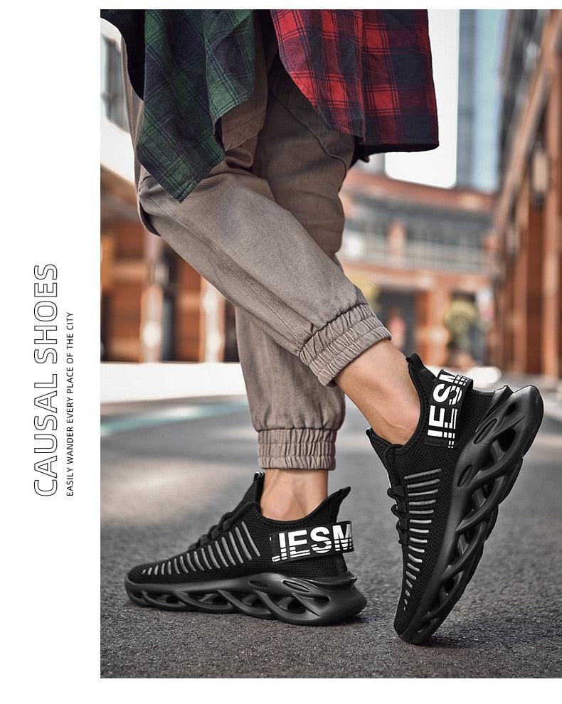 Baskets de luxe pour hommes Automne Chaussures décontractées pour hommes à lacets Respirantes Chaussures de course légères Baskets modernes Baskets tendance noires respirantes