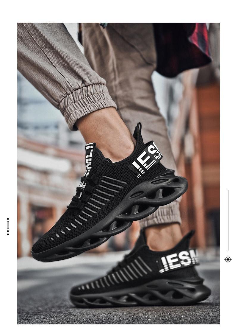Baskets de luxe pour hommes Automne Chaussures décontractées pour hommes à lacets Respirantes Chaussures de course légères Baskets modernes Baskets tendance noires respirantes