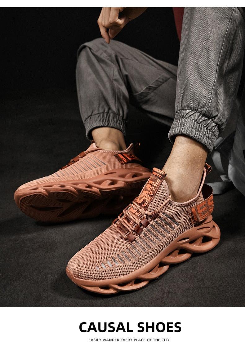 Baskets de luxe pour hommes Automne Chaussures décontractées pour hommes à lacets Respirantes Chaussures de course légères Baskets modernes Baskets tendance noires respirantes