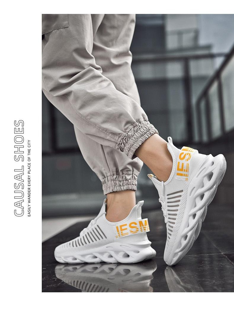 Baskets de luxe pour hommes Automne Chaussures décontractées pour hommes à lacets Respirantes Chaussures de course légères Baskets modernes Baskets tendance noires respirantes