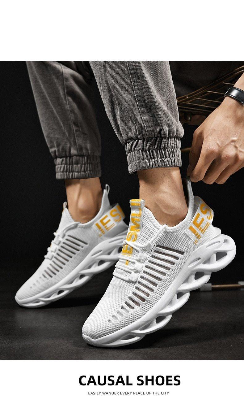 Baskets de luxe pour hommes Automne Chaussures décontractées pour hommes à lacets Respirantes Chaussures de course légères Baskets modernes Baskets tendance noires respirantes