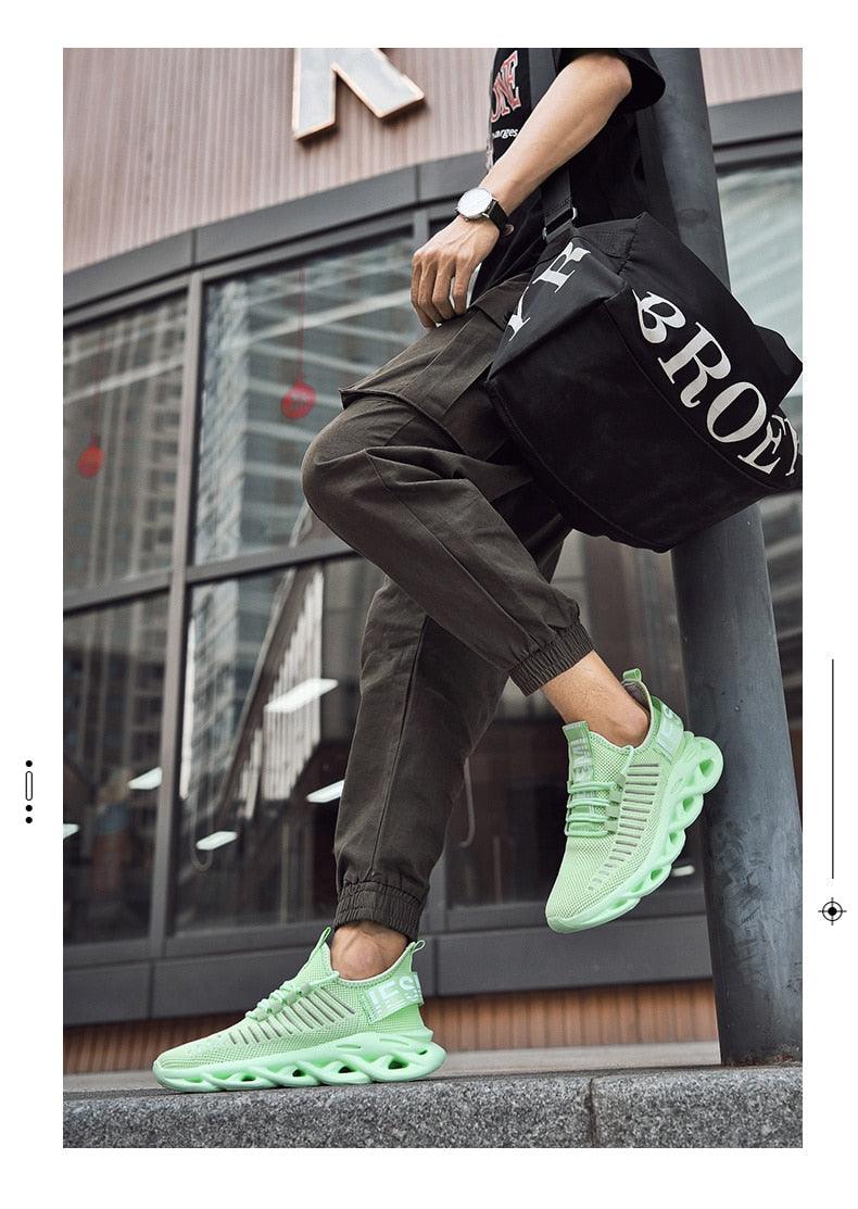 Baskets de luxe pour hommes Automne Chaussures décontractées pour hommes à lacets Respirantes Chaussures de course légères Baskets modernes Baskets tendance noires respirantes