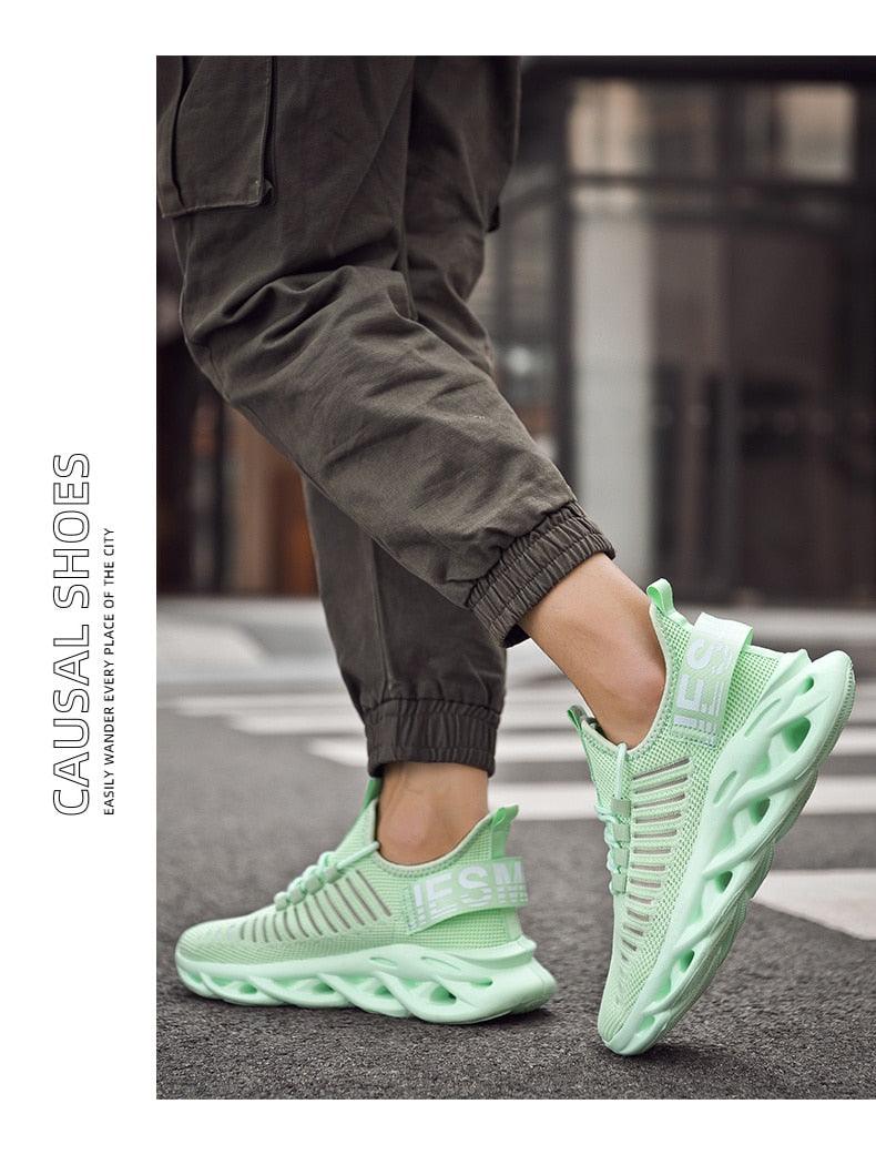 Baskets de luxe pour hommes Automne Chaussures décontractées pour hommes à lacets Respirantes Chaussures de course légères Baskets modernes Baskets tendance noires respirantes