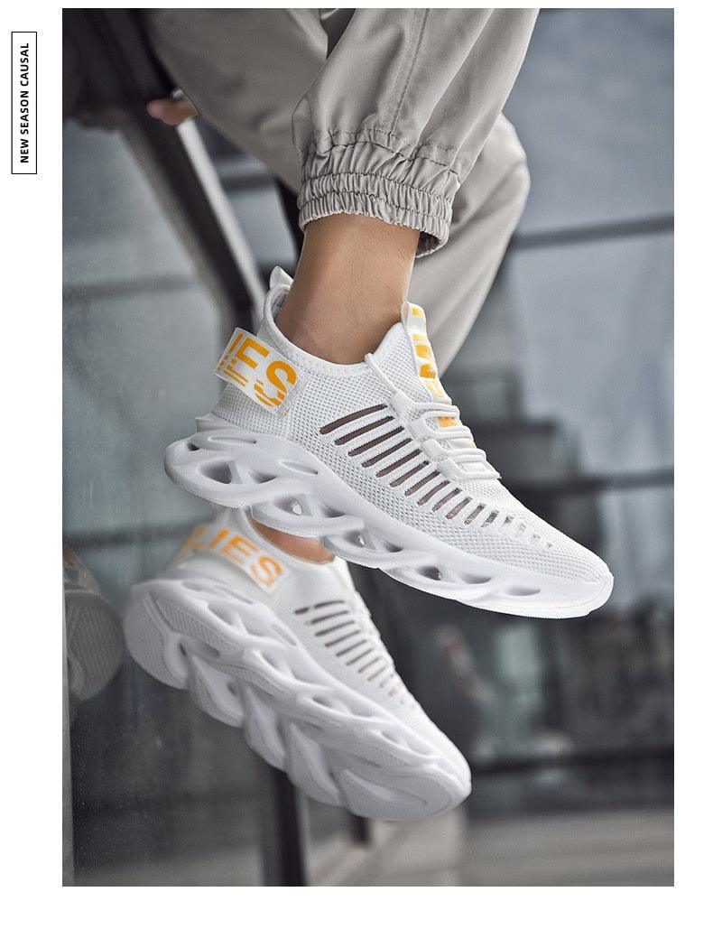 Baskets de luxe pour hommes Automne Chaussures décontractées pour hommes à lacets Respirantes Chaussures de course légères Baskets modernes Baskets tendance noires respirantes