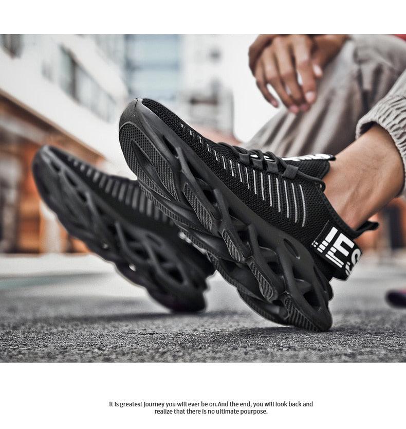 Baskets de luxe pour hommes Automne Chaussures décontractées pour hommes à lacets Respirantes Chaussures de course légères Baskets modernes Baskets tendance noires respirantes