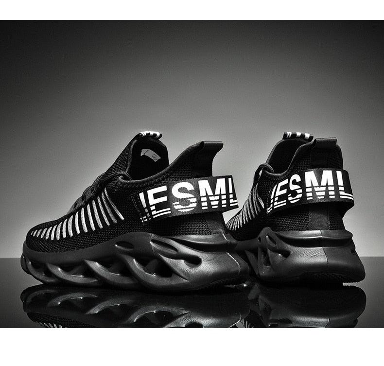 Baskets de luxe pour hommes Automne Chaussures décontractées pour hommes à lacets Respirantes Chaussures de course légères Baskets modernes Baskets tendance noires respirantes