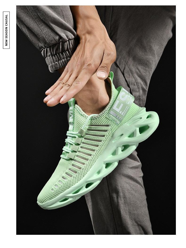 Baskets de luxe pour hommes Automne Chaussures décontractées pour hommes à lacets Respirantes Chaussures de course légères Baskets modernes Baskets tendance noires respirantes