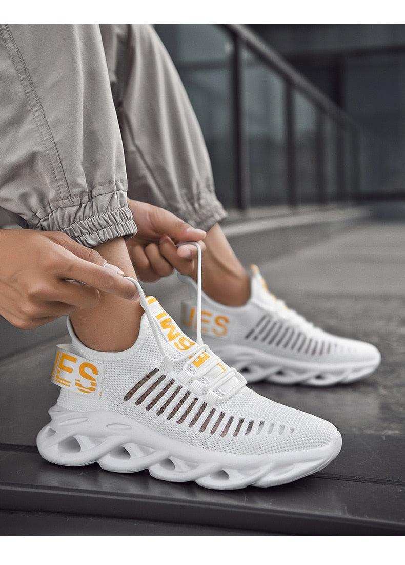 Baskets de luxe pour hommes Automne Chaussures décontractées pour hommes à lacets Respirantes Chaussures de course légères Baskets modernes Baskets tendance noires respirantes