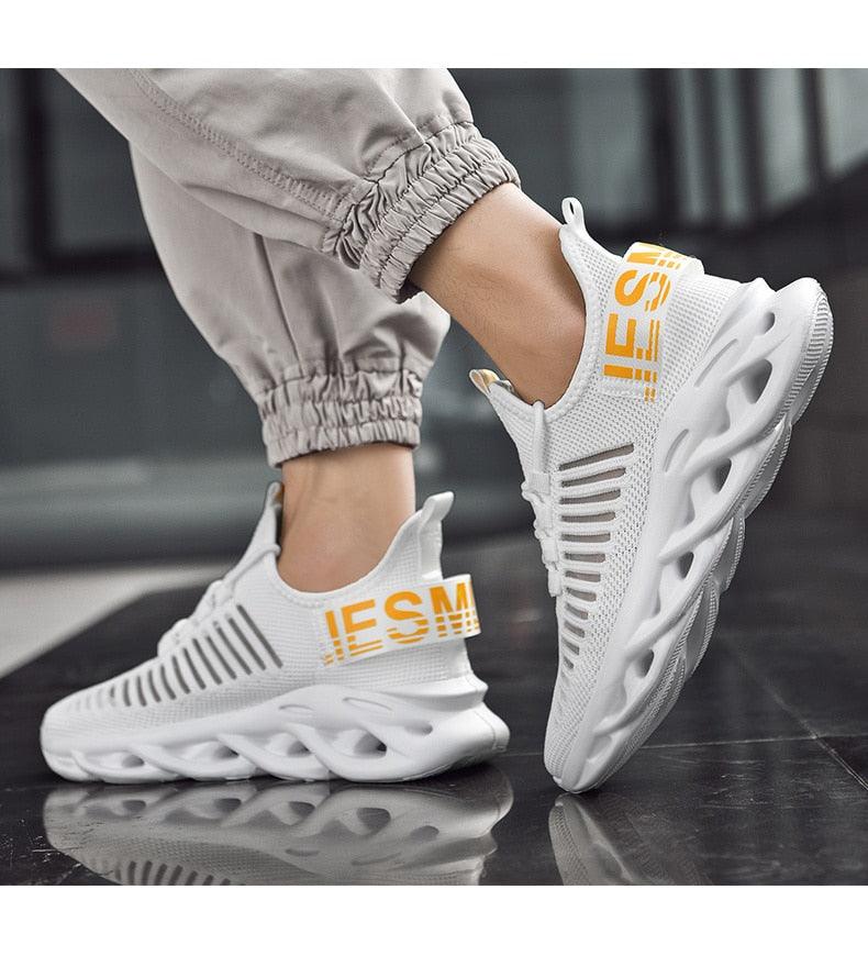 Baskets de luxe pour hommes Automne Chaussures décontractées pour hommes à lacets Respirantes Chaussures de course légères Baskets modernes Baskets tendance noires respirantes
