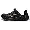 Sandales d'été pour hommes, chaussures de jardin en caoutchouc noir, sandales plates de plage, chaussons de plage, sandales d'eau de piscine avec support de voûte plantaire confortable, chaussons d'été légers.