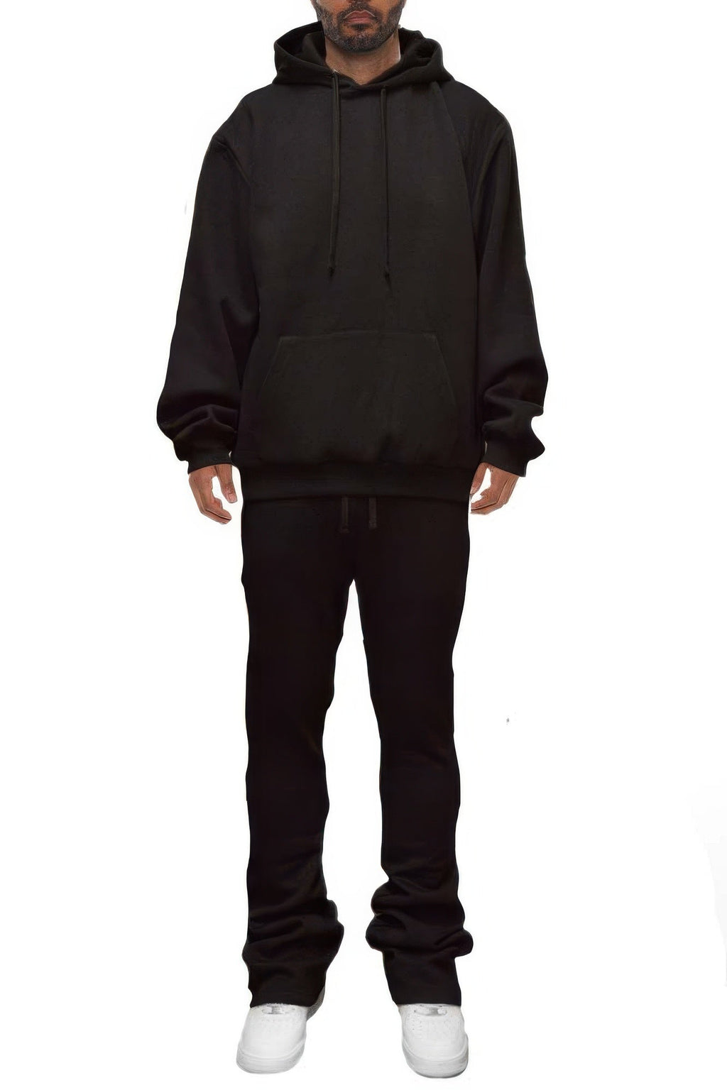 Ensemble de survêtement évasé empilé uni pour homme
