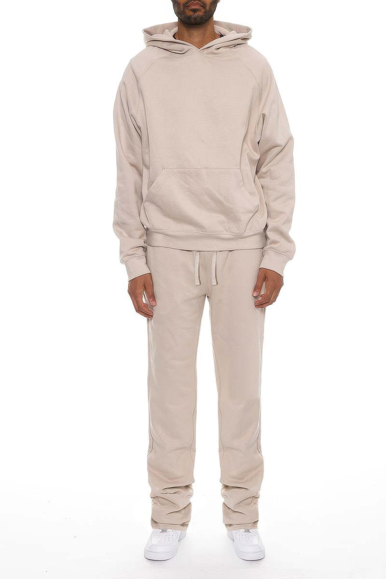 Ensemble de survêtement évasé empilé uni pour homme