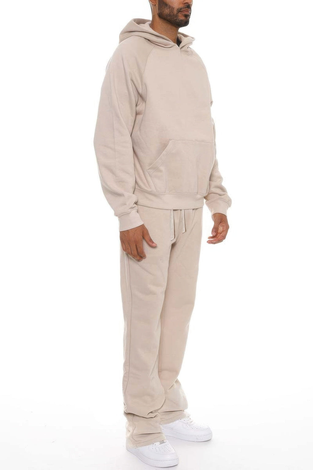 Ensemble de survêtement évasé empilé uni pour homme
