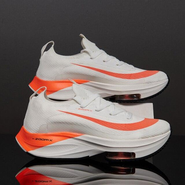 Baskets de sport légères oranges pour hommes, coussin d'air, maille, tennis, chaussures de sport d'extérieur antidérapantes, résistantes à l'usure, chaussures décontractées, course à pied, marche, baskets de basketball athlétiques pour hommes
