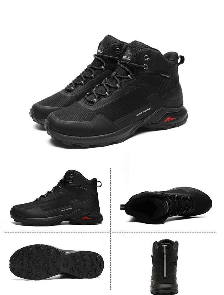 Bottes chaudes pour hommes Bottes de neige en peluche Bottes de randonnée antidérapantes d'extérieur Bottes d'hiver montantes imperméables pour hommes Bottes de neige doublées chaudes Chaussures en cuir antidérapantes