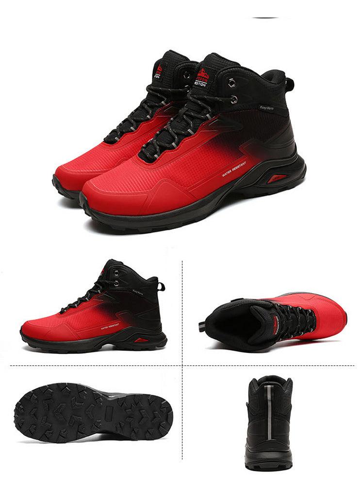 Bottes chaudes pour hommes Bottes de neige en peluche Bottes de randonnée antidérapantes d'extérieur Bottes d'hiver montantes imperméables pour hommes Bottes de neige doublées chaudes Chaussures en cuir antidérapantes