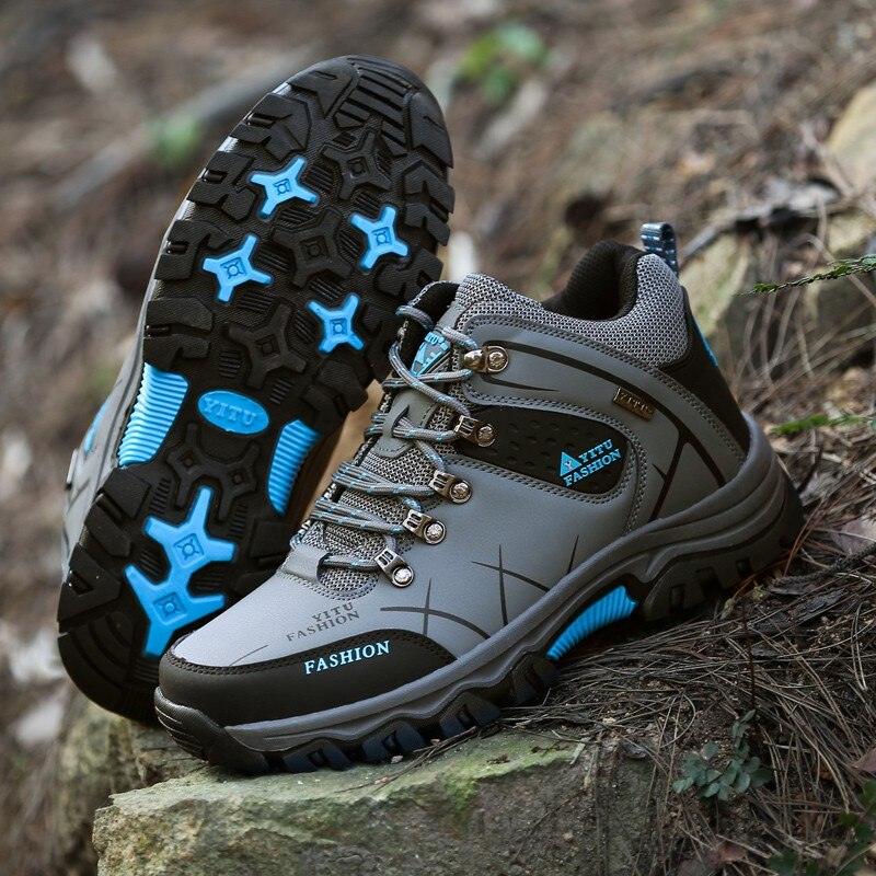 Bottes d'hiver pour hommes imperméables en cuir, très chaudes, pour le sport, la randonnée en extérieur, le travail, les voyages, le trail, l'escalade, avec lacets, antidérapantes, imperméables et résistantes pour l'extérieur
