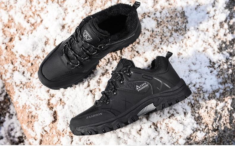 Bottes d'hiver pour hommes imperméables en cuir, très chaudes, pour le sport, la randonnée en extérieur, le travail, les voyages, le trail, l'escalade, avec lacets, antidérapantes, imperméables et résistantes pour l'extérieur