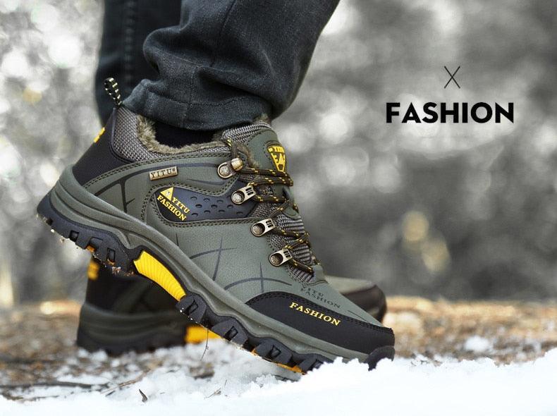 Bottes d'hiver pour hommes imperméables en cuir, très chaudes, pour le sport, la randonnée en extérieur, le travail, les voyages, le trail, l'escalade, avec lacets, antidérapantes, imperméables et résistantes pour l'extérieur