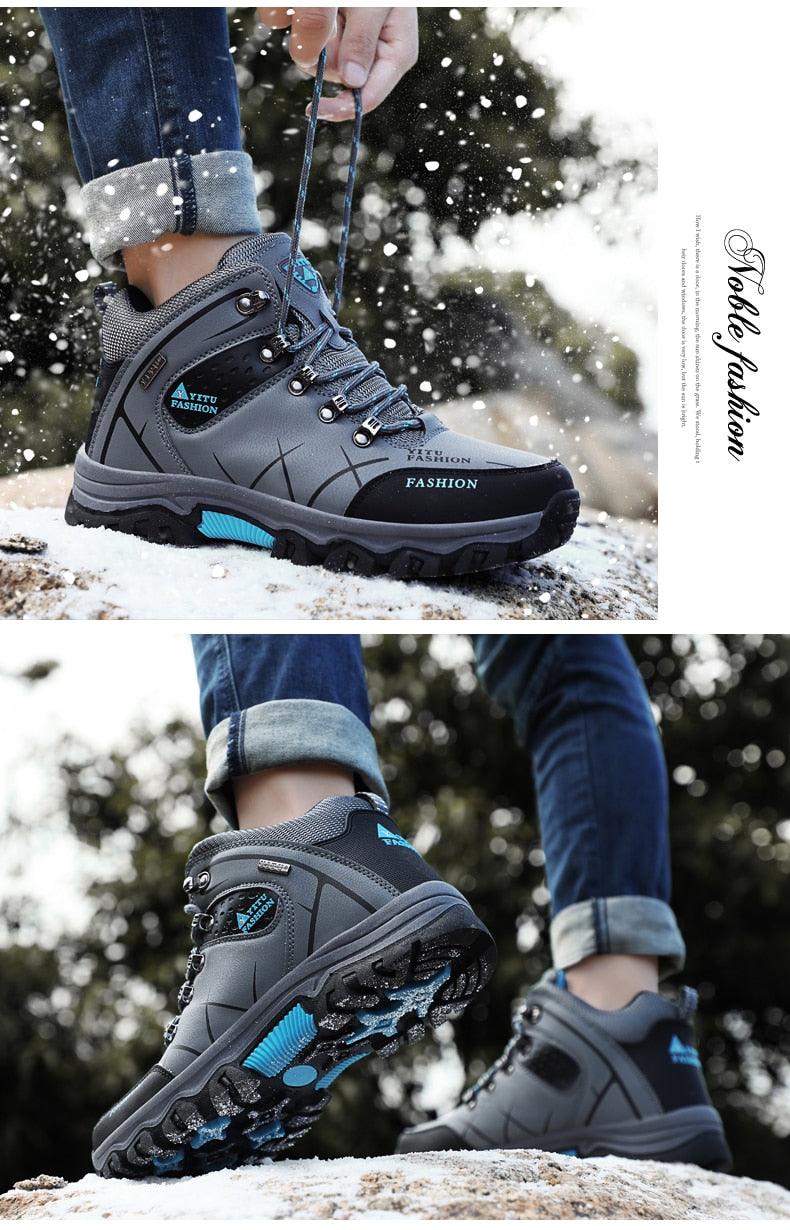 Bottes d'hiver pour hommes imperméables en cuir, très chaudes, pour le sport, la randonnée en extérieur, le travail, les voyages, le trail, l'escalade, avec lacets, antidérapantes, imperméables et résistantes pour l'extérieur