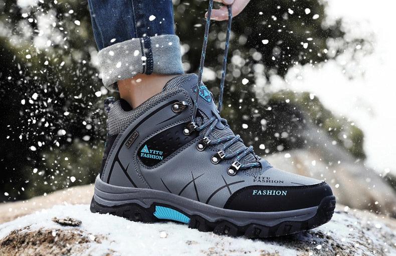 Bottes d'hiver pour hommes imperméables en cuir, très chaudes, pour le sport, la randonnée en extérieur, le travail, les voyages, le trail, l'escalade, avec lacets, antidérapantes, imperméables et résistantes pour l'extérieur