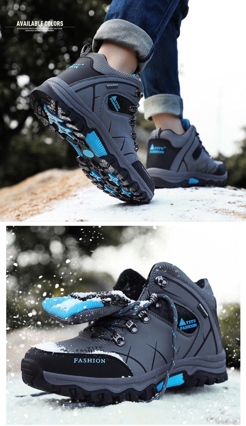 Bottes d'hiver pour hommes imperméables en cuir, très chaudes, pour le sport, la randonnée en extérieur, le travail, les voyages, le trail, l'escalade, avec lacets, antidérapantes, imperméables et résistantes pour l'extérieur