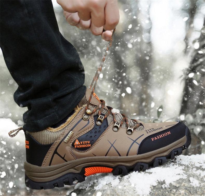 Bottes d'hiver pour hommes imperméables en cuir, très chaudes, pour le sport, la randonnée en extérieur, le travail, les voyages, le trail, l'escalade, avec lacets, antidérapantes, imperméables et résistantes pour l'extérieur