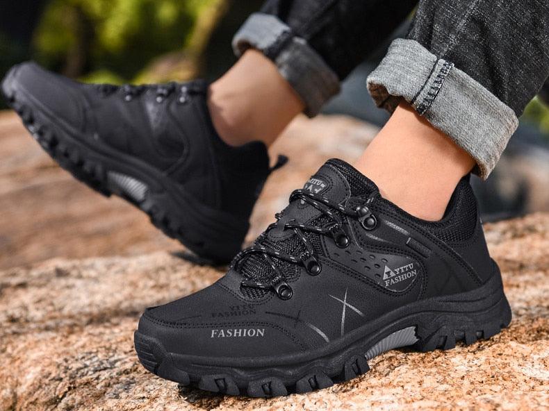 Bottes d'hiver pour hommes imperméables en cuir, très chaudes, pour le sport, la randonnée en extérieur, le travail, les voyages, le trail, l'escalade, avec lacets, antidérapantes, imperméables et résistantes pour l'extérieur