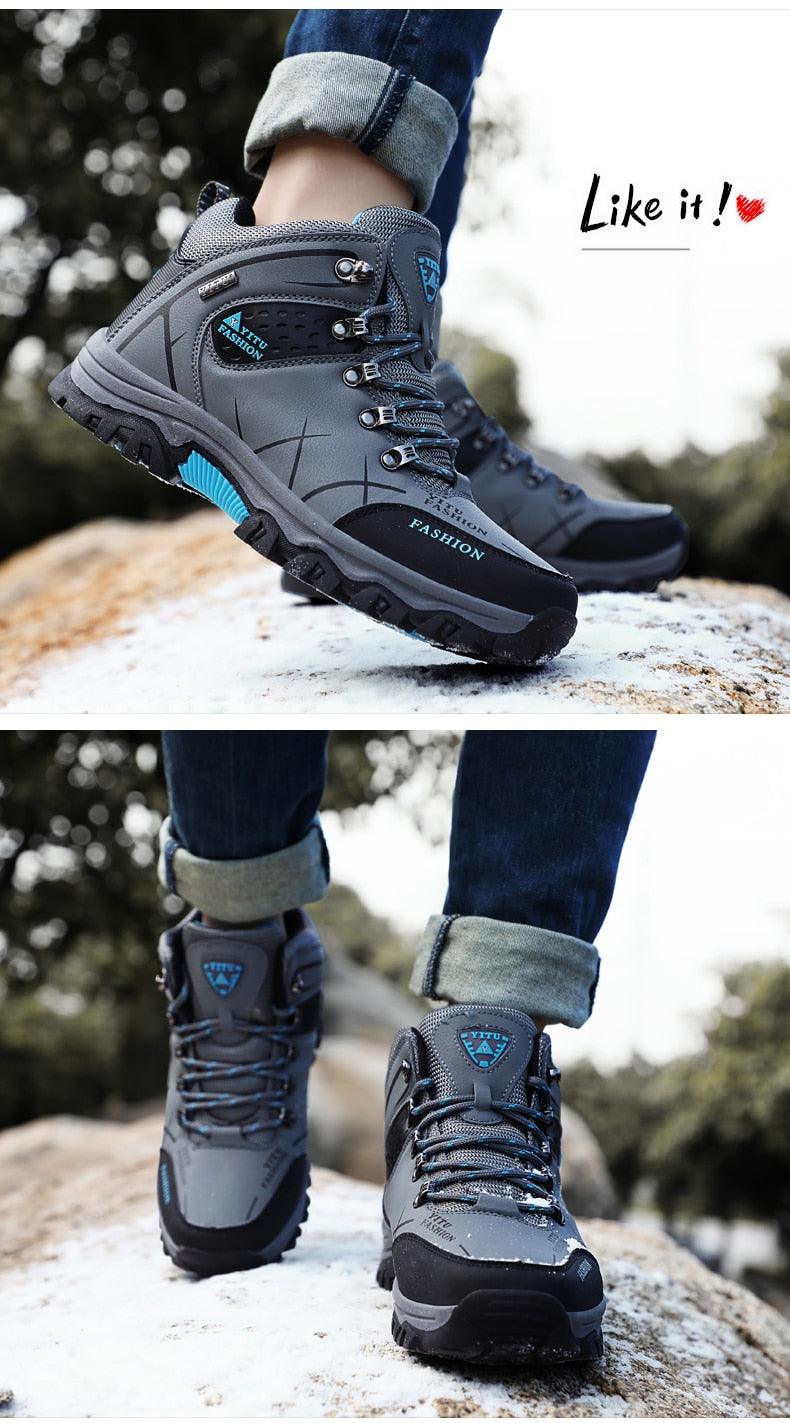 Bottes d'hiver pour hommes imperméables en cuir, très chaudes, pour le sport, la randonnée en extérieur, le travail, les voyages, le trail, l'escalade, avec lacets, antidérapantes, imperméables et résistantes pour l'extérieur
