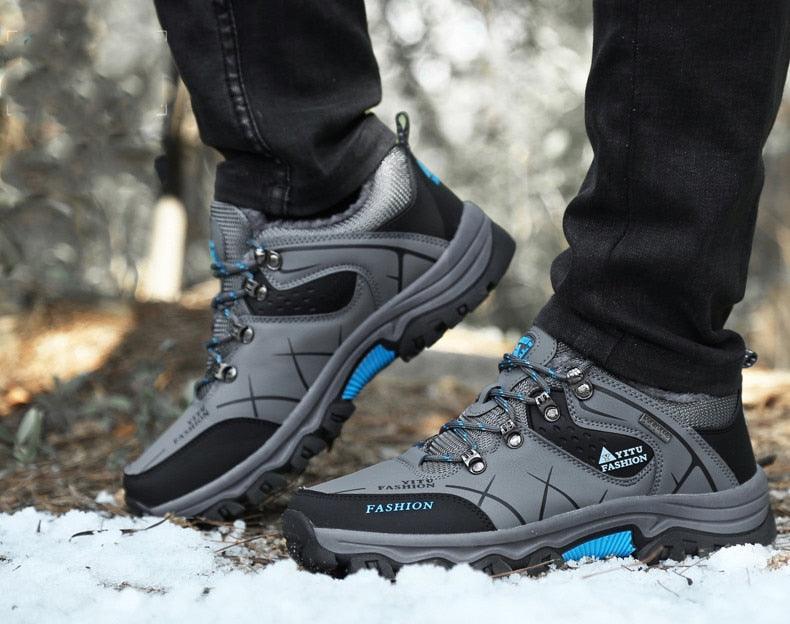 Bottes d'hiver pour hommes imperméables en cuir, très chaudes, pour le sport, la randonnée en extérieur, le travail, les voyages, le trail, l'escalade, avec lacets, antidérapantes, imperméables et résistantes pour l'extérieur